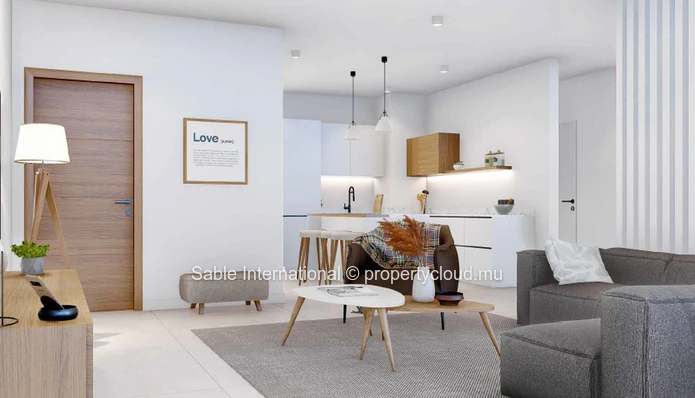 Appartement R+2 à vendre à Petit Raffray, Grand Baie. Surface habitable de 130m², 3 chambres, parking, piscine commune.