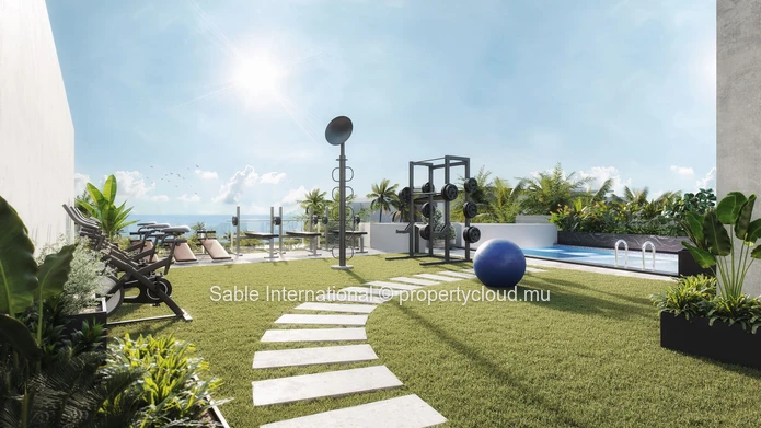 Appartement R+2 à vendre à Tamarin, Rivière Noire. 142m², 3 chambres, piscine commune, vue mer, proche commodités.