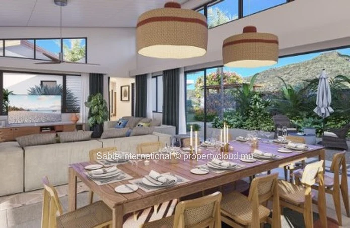 Villa PDS à vendre à Tamarin, 267m² habitables, 375m² de terrain, 4 chambres, bureau, piscine privée.
