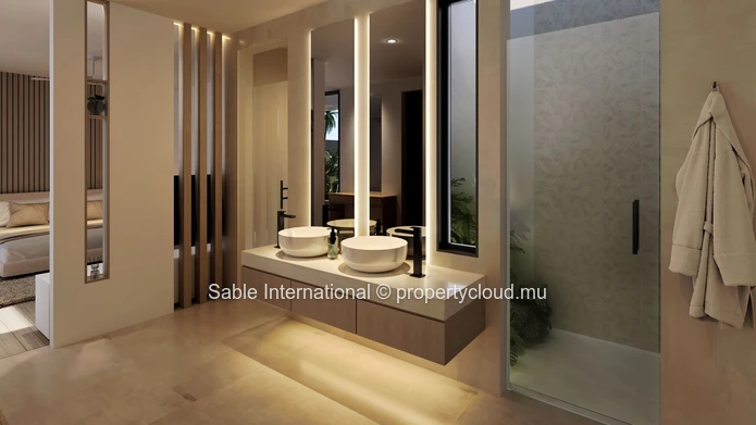 Villa PDS à vendre, Grand Baie, 220m² habitable, 330m² terrain, 3 chambres, piscine privée, proche écoles et commerces