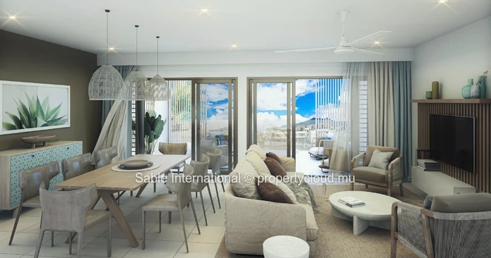 Appartement à vendre à Rivière Noire - Black River, 90 m², 2 chambres, piscine commune, vue rivière. Proche écoles, b...