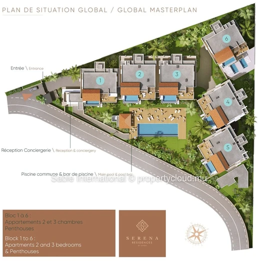 Appartement de luxe en bord de mer avec piscine privée à Flic en Flac - 171m² - Entièrement meublé - Accès à la mer