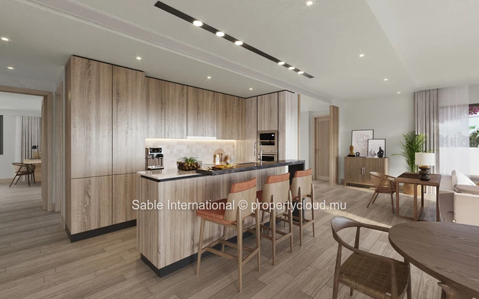 Penthouse 206m² à Black River, 3 chambres, piscine privée, veranda, parking, proche écoles et commerces