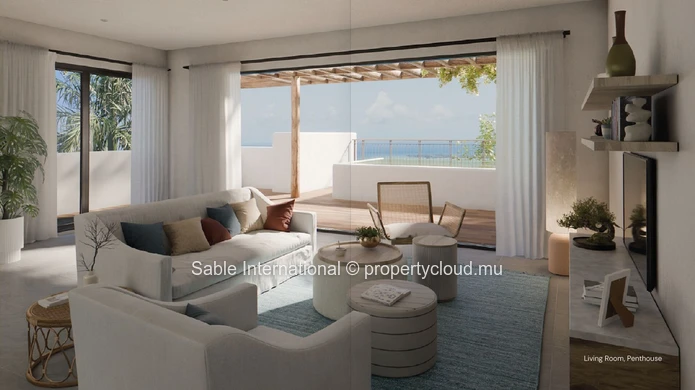 Appartement R+2 à vendre à Trou aux Biches, 122m², piscine commune, climatisé, proche écoles et commerces.