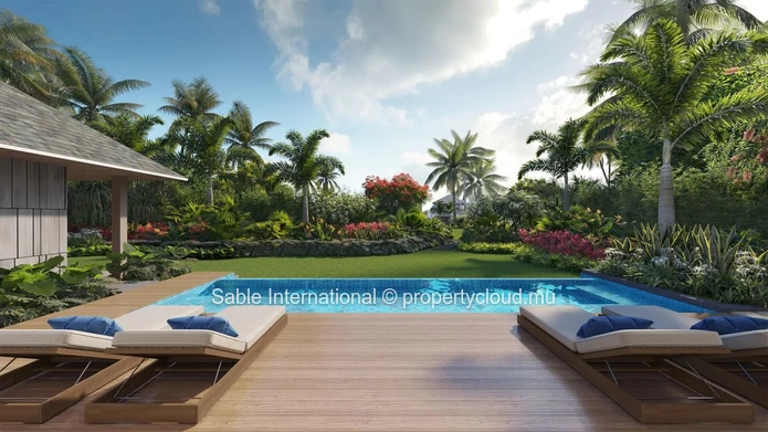 Villa PDS à vendre à Grand Baie, 349m² habitables, terrain de 787m², 4 chambres, bureau, garage, salle de gym, proche...