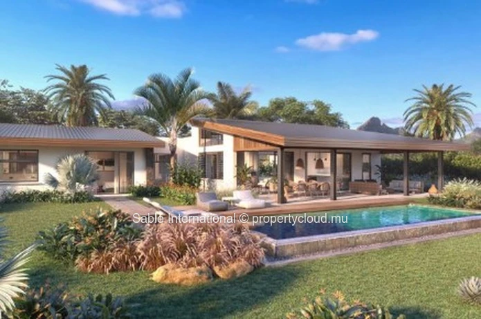 Villa PDS à vendre à Tamarin, 267m² habitables, 375m² de terrain, 4 chambres, bureau, piscine privée.