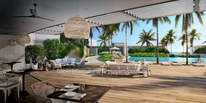 Appartement R+2 à vendre à Balaclava dans le secteur de Baie du Tombeau, 180m², vue mer, piscine commune, parking séc...